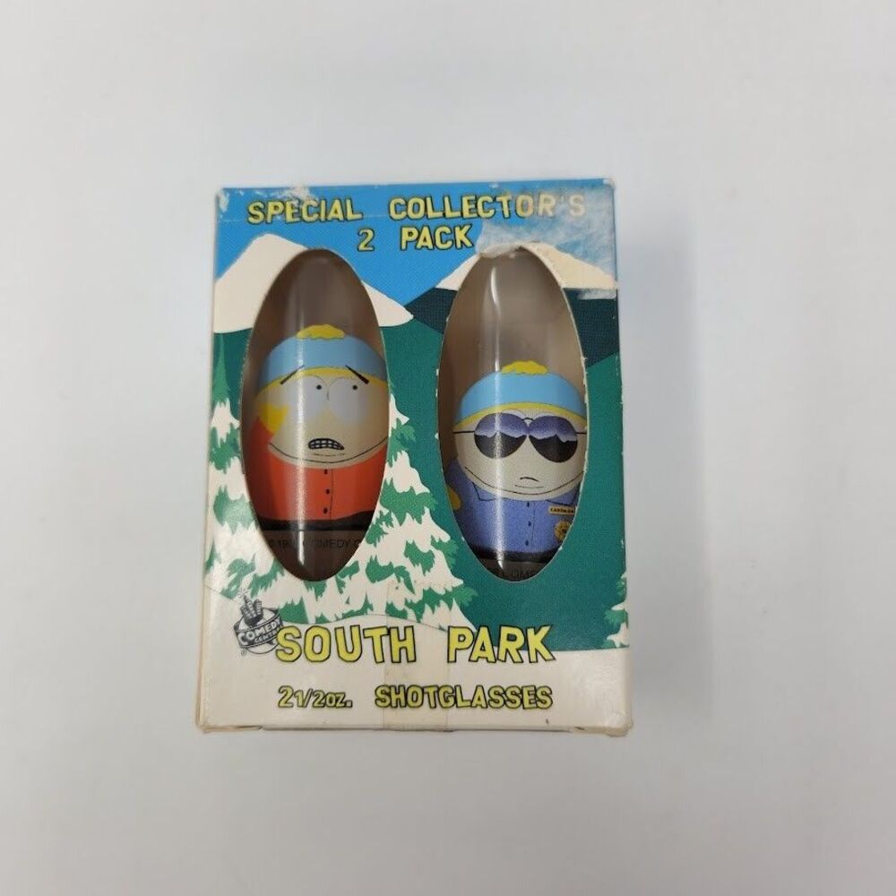 Vintage 1998 South Park 2.5 oz Shotglasses Eric Cartman Cop Cartman